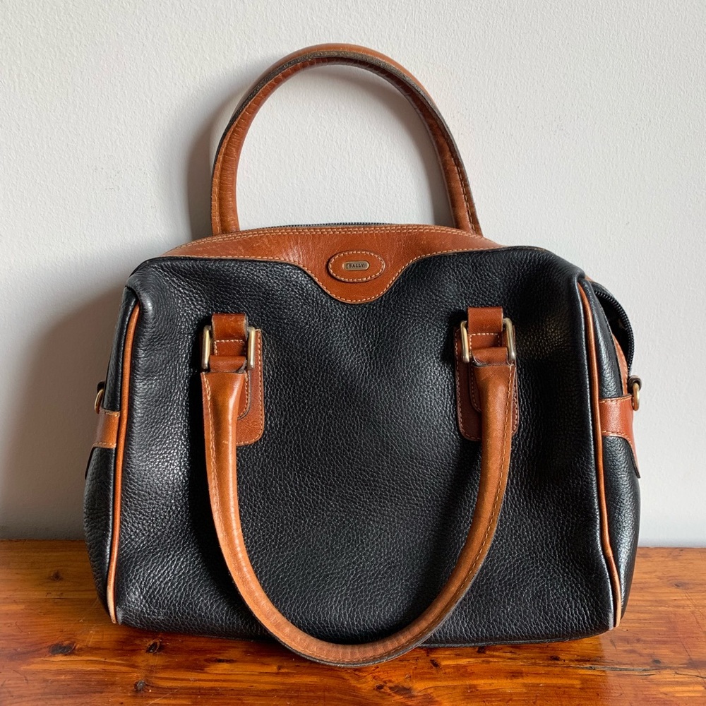 Vintage Bally black and brown leather bag
